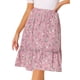 thumbnail image 1 of Falda Midi Floral Allegra K Fluida con Volantes En el Dobladillo para Mujer Púrpura Gris L, 1 of 5