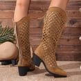 thumbnail image 4 of Women's Knee High Boots Back Zipper Cut-Out Chunky Heel Fall Fashion Tall Boots, 4 of 6