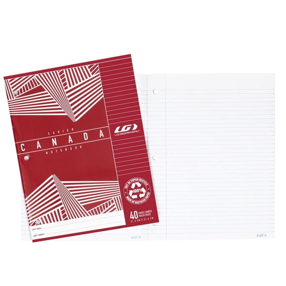 Louis Garneau Canada notebook lined red