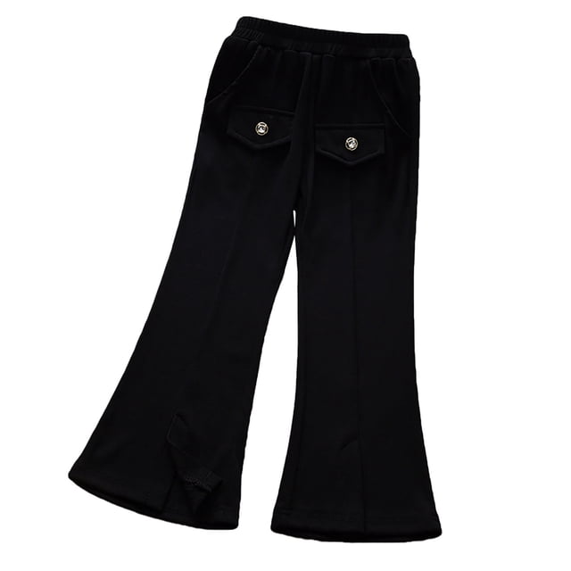 Odeerbi 3-12 Años Niñas Pantalones de Algodón Acampanados Pantalones Cintura Media Pantalones Largos Sueltos Con Bolsillo