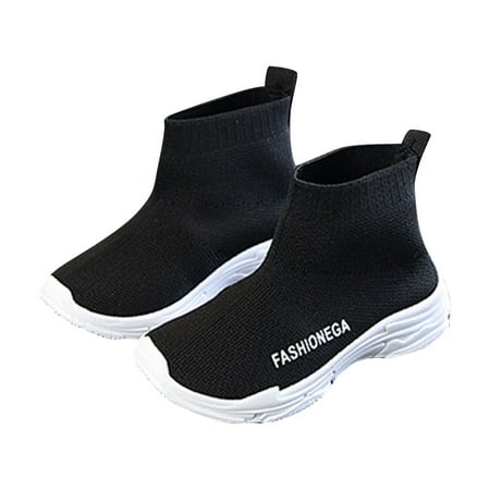 

YWDJ 12 Months-11 Years Toddler Infant Girls Boy Pure Color Socks Shoes Sports Shoes Knitted Shoes Black 25