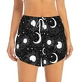 thumbnail image 4 of Lsque Crescent and Stars Printed Women's Running Shorts with Liner Pockets,Elastic Quick Dry Workout Athletic Gym Yoga Shorts,Womens High Waist Shorts-Small, 4 of 9