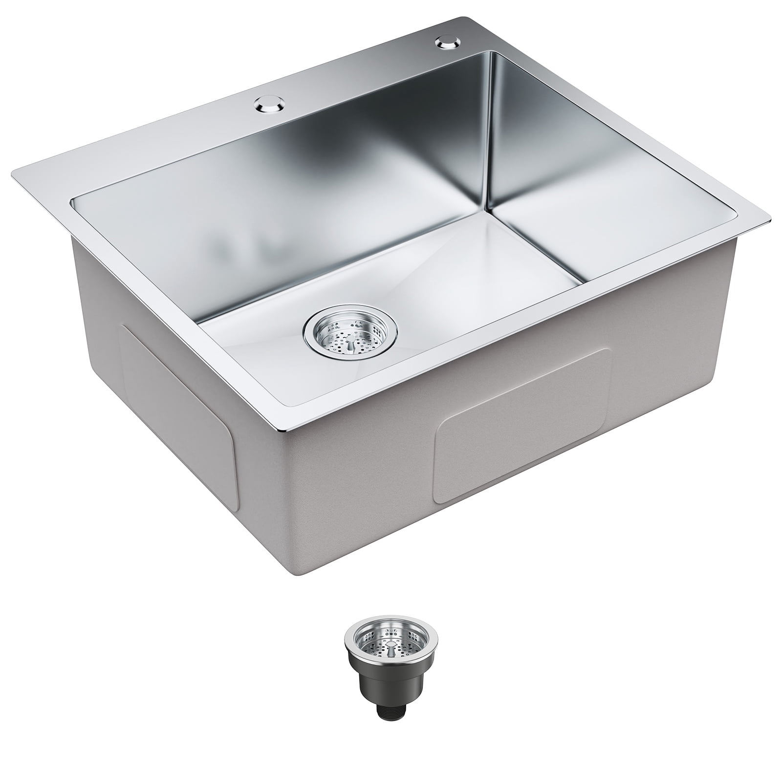 SKYSHALO 25" Top-Mounted Single Bowl Kitchen Sink, Made of Stainless Steel for Durability and Style in Your Bar or Kitchen