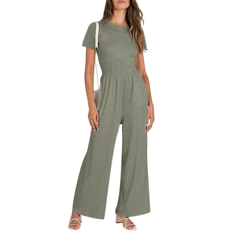 Kagetolytai Jumpsuits for Women Women's Summer High Neck Solid