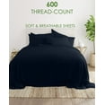 thumbnail image 2 of 24-INCH EXTRA DEEP POCKETS - 6 PC Twin Giza Sheet Set - (Extra Pillowcases, Fitted & Flat) 1000-Thread-Count 100% Giza Cotton- 1000TC Cotton- Navy Blue, 2 of 7