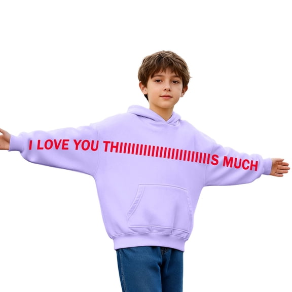 Byoo Tween Boy Letter Print Hooded Sweatshirt Long SleeveCasual Pullover Hoodie with Pocket Outdoor Soft Pullover Top