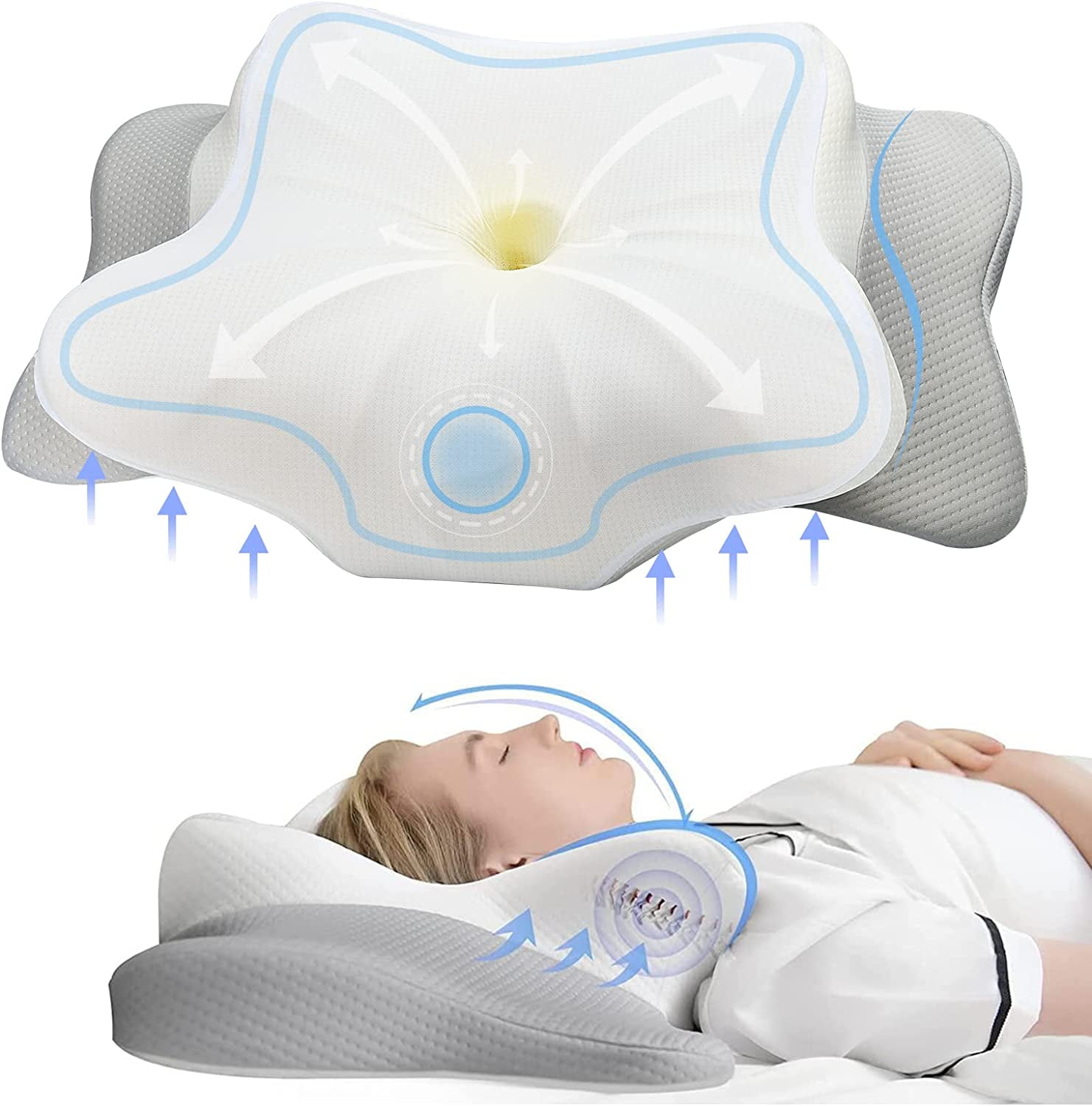 Pulatree Ergonomic Contour Pillows Neck & Shoulder Pain Relief Memory