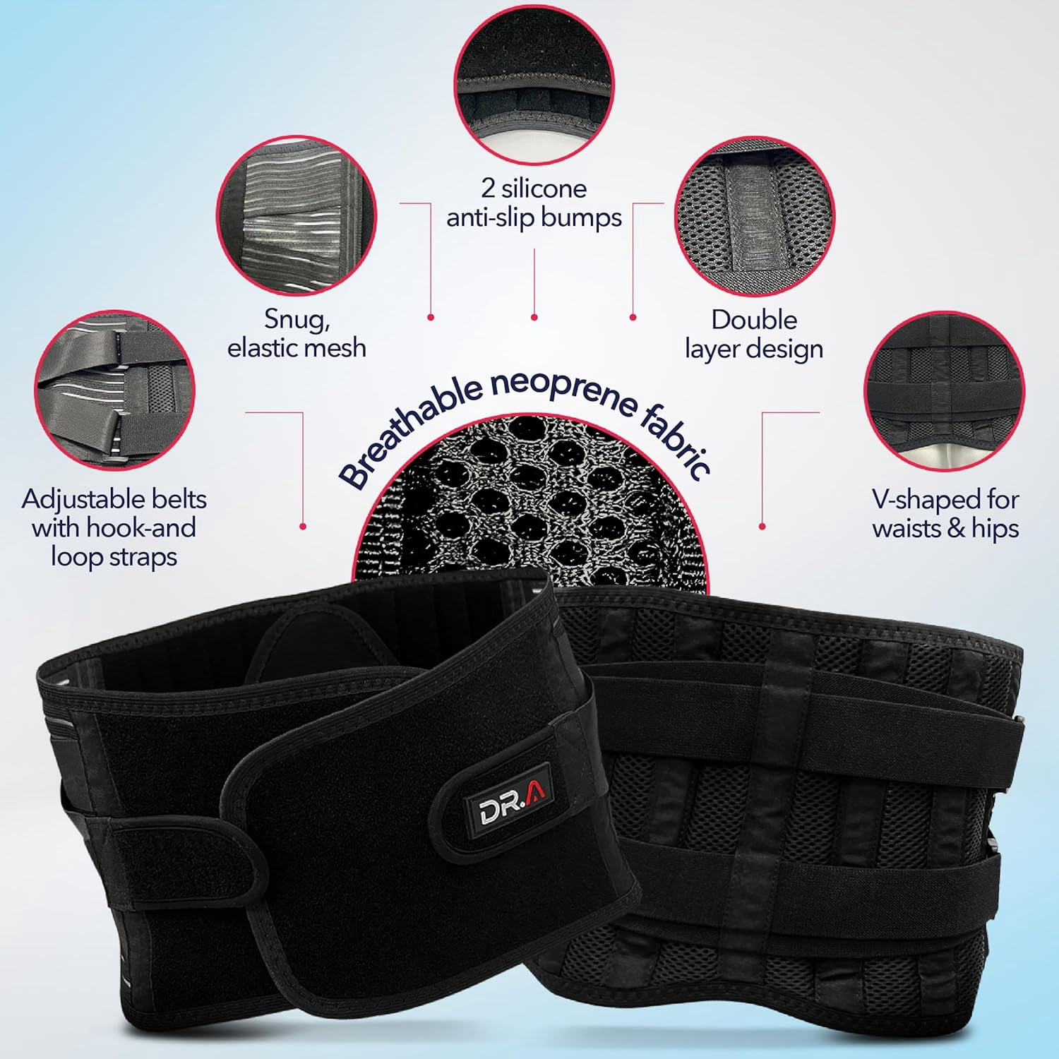Doctor Developed Back Brace Support Belt for Men & Women – Adjustable Lumbar Stabilizer with Dual Pads for Posture & Daily Support (Black, Small)