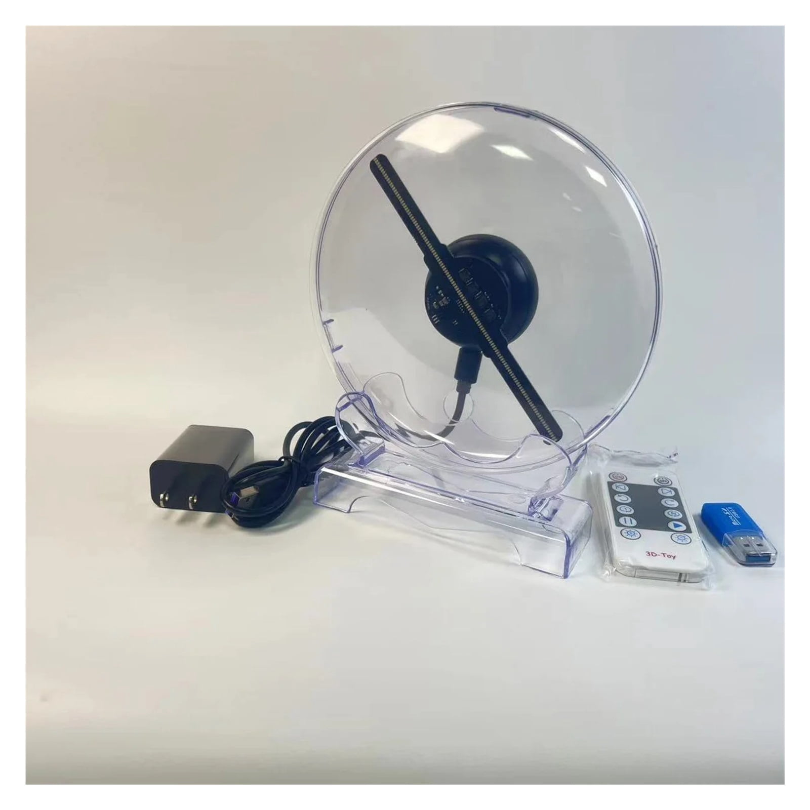 Hologram Fan Projector, 5.5in/14cm 3D Holographic Projector With Transparent Cover Bracket 128 LED Hologram Desktop Advertising Christmas Halloween Gift