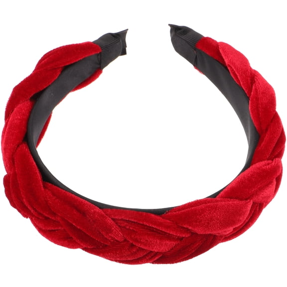 EeaseMX Accesorio para el cabello con trenza cruzada de franela ancha para mujer y niña, color rojo vino