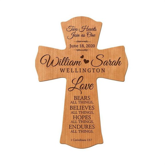 LifeSong Milestones 8x11.25in Black Wall Cross_Two Hearts Join As One