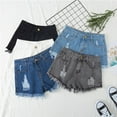 thumbnail image 5 of MIXUE Jeans For Women Denim Solid Color High Waist Sexy Wide Leg Shorts Daily-Wear,Black,L, 5 of 5