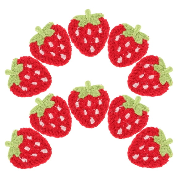 ibasenice Cute Sew On Strawberry Patches Decorative Felt For Girls DIY Crafts 10pcs