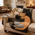 thumbnail image 4 of Manta de forro polar de franela con estampado de gatos multicolor durmiendo, para cama, sofá y sillón, tela ligera, cálida y acogedora para todas las estaciones., 4 of 5