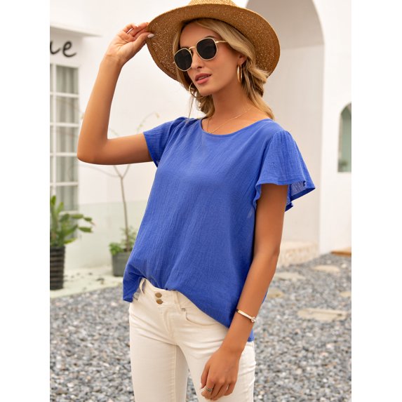 Fashion Soft Breathable Back Bow Summer Blouse