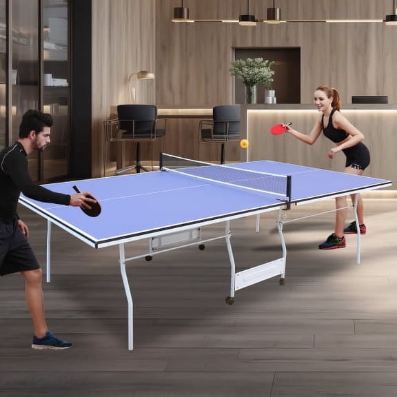 ACETEK 9FT Mid-Size,with Net,Table Tennis Table Foldable & Portable Ping Pong Table Set for Indoor & Outdoor Games