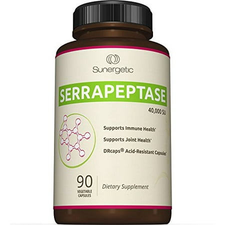 Prime Serrapeptase Supplément Enzyme - Natural Joint, Sinus et soutien immunitaire - Premium Suractivé Serrapeptase Enzymes Formula - 40 000 SU par 90-capsule entérosoluble Capsules végétales