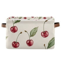 Yayeee Canvas Storage Basket with Handles for Shelves Fabric Bins Closet Organizer, Beige Cherry