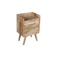 thumbnail image 1 of 24 Inches 3 Drawer Mango Wood Bedside Table with Grains and Tray Top, Oak Brown, 1 of 6