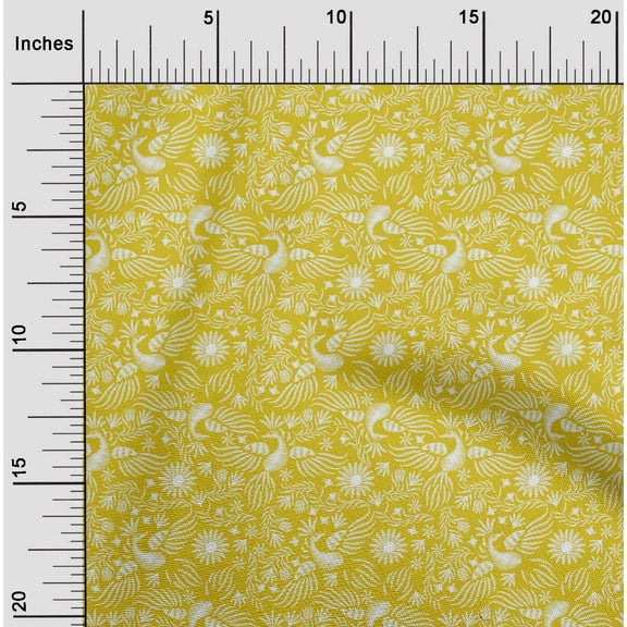 oneOone Organic Cotton Poplin Twill Fabric Leaves|Floral & Dinosaur Animal Sashiko Print Sewing Fabric BTY 42 Inch Wide