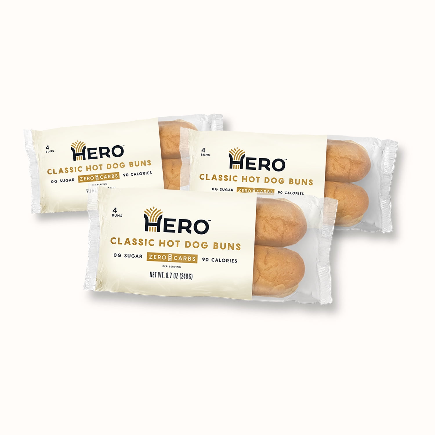0g Net Carb Hero Classic Hot Dog Buns