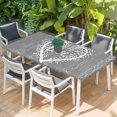 thumbnail image 2 of Valentine's Day Table Cloths for 6 Foot Rectangle Tables, Love Branches Vintage Wood Grain Gray Patio Waterproof Elastic Fitted Tablecloths, Washable Rectangular Table Cover for Camping, 2 of 8