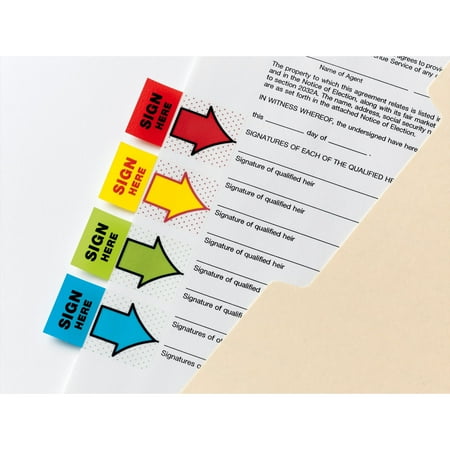 Post-it 1" Wide "Sign and Date" Flags, Bright Green, 2 Dispensers