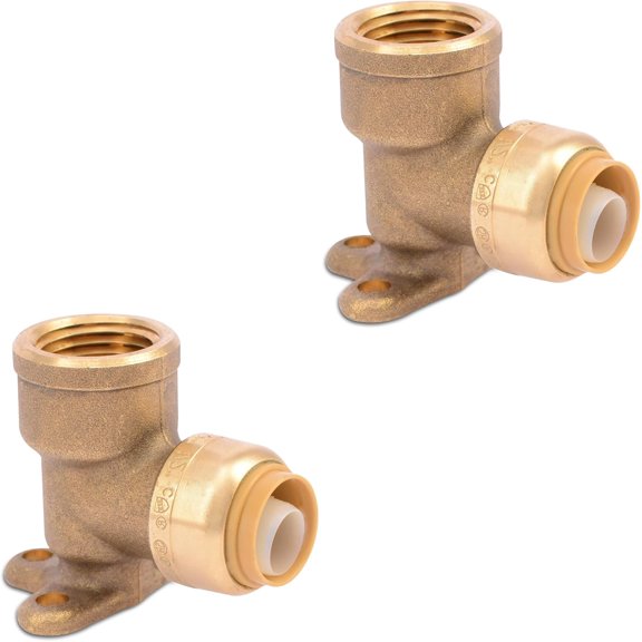 90 Degree Drop Ear Elbow - Push Fit Plumbing Fittings 1/2" x 1/2" NPT Female Adapter with Disconnect Clip - Push-to-Connect - PEX Fittings for PE-RT, CPVC Pipe (Pack of 2)