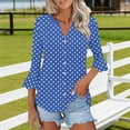 thumbnail image 5 of Uootdi Women's Blouses Polka Dot Print V Neck Flare Sleeve Solid Casual Tops Office Commute Style Lightweight Breathable Loose Fit Shirts Gift, 5 of 7