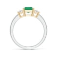 thumbnail image 2 of ANGARA Natural 1.5 ct Emerald and Diamond Three Stone Ring in 18K White & Yellow Gold for Women (Size-8x6mm) | May Birthstone, Birthday, Anniversary, Jewelry Gift for Women | Natural Emerald Ring, 2 of 10