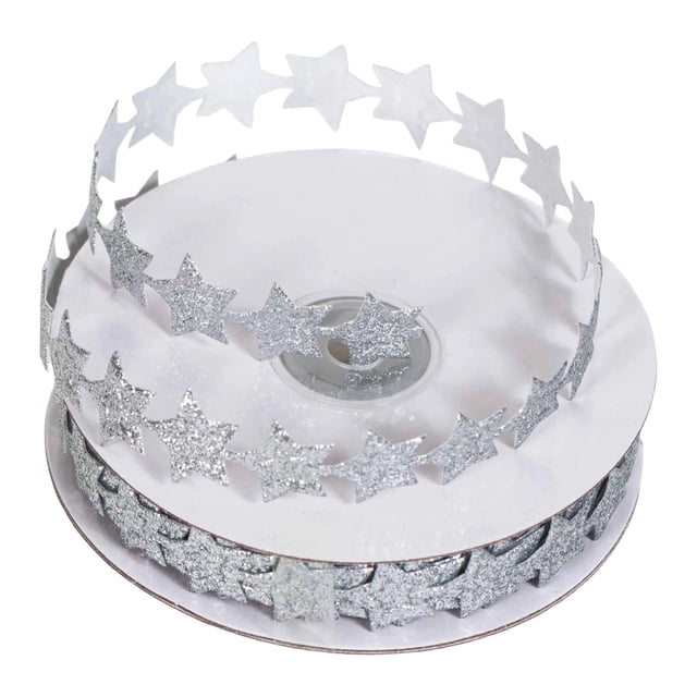 Cinta de estrella brillante para decoración del hogar, ancho de 1,2 cm, para manualidades de teléfono. Plata
