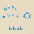 thumbnail image 6 of 24Pieces Square False Nails Mediums Long Frosted Blue Marine Life Design NonToxic For Travelers Students, 6 of 7