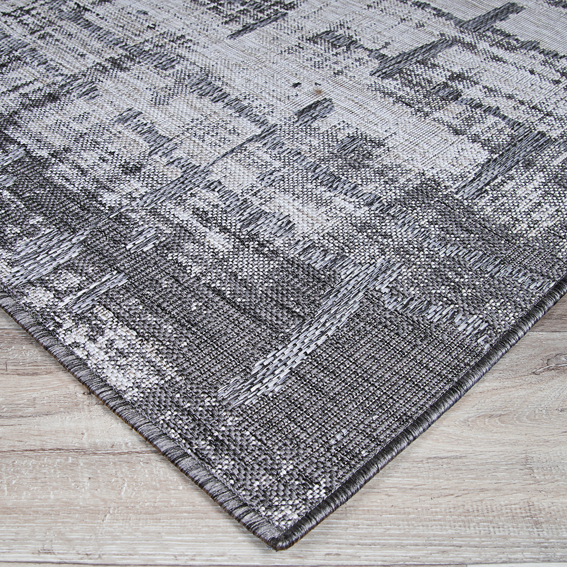 Couristan Charm Tiverton 7'10" x 10'9" Anthracite Grey and Light Grey Outdoor Rug