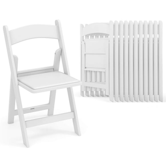 Costway 12 Pack Resin Folding Chairs with Padded Seat All-Weather Resin Frame Patio