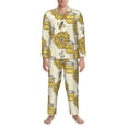 thumbnail image 4 of Kll Cartoon Honey Pot Bee Sunflower Sleepwear Mens Flannel Pajamas,Long Cotton Pj Set, 4 of 9