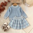 thumbnail image 4 of Mnyotv Back to School Outfits for Girls Fall Clothes Long Sleeve Sweater and Mini Plaid Skirts Size 5-6Years, 4 of 6