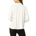 thumbnail image 4 of MODA NOVA Junior's Stand Collar Button Down Long Sleeve Shirt  White S, 4 of 6