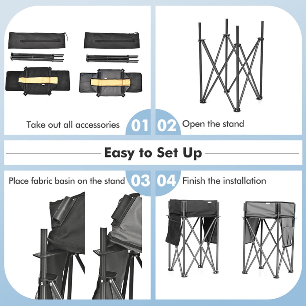 Aimee Lii 2 Pieces Folding Camping Tables with Large Capacity Storage Sink for Picnic, PorTable Tables Folding, Foldable Patio Table, Black Aimee Lii 2 Pieces Folding Camping Tables with Large Capacity Storage Sink for Picnic, PorTable Tables Folding, Foldable Patio Table, Black