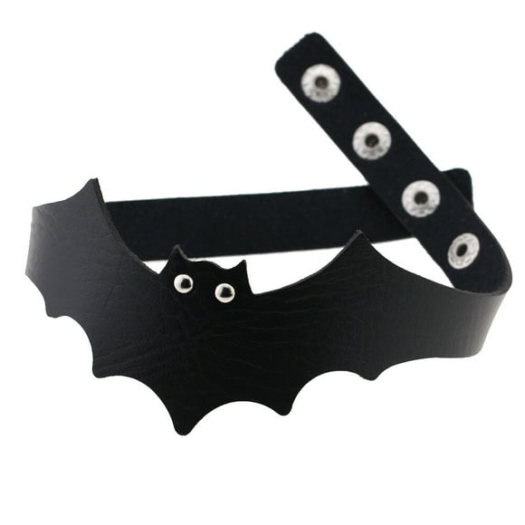 1 unid moda PU cuero murciélago alas gargantilla punk collar de correa de cuello femenino para mujer uso diario (negro)