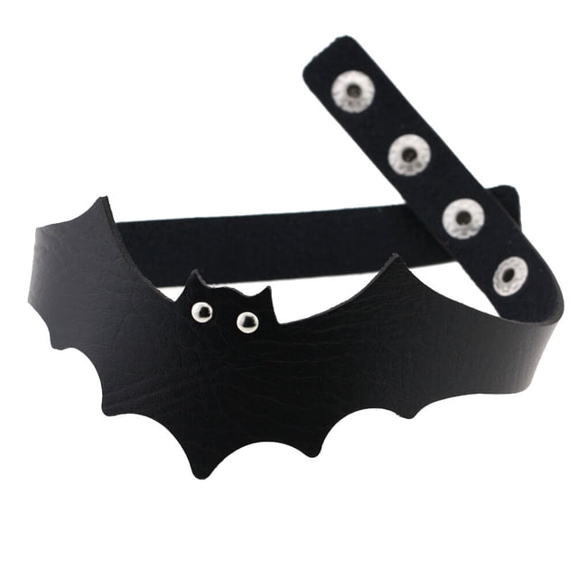 1 unid moda PU cuero murciélago alas gargantilla punk collar de correa de cuello femenino para mujer uso diario (negro)