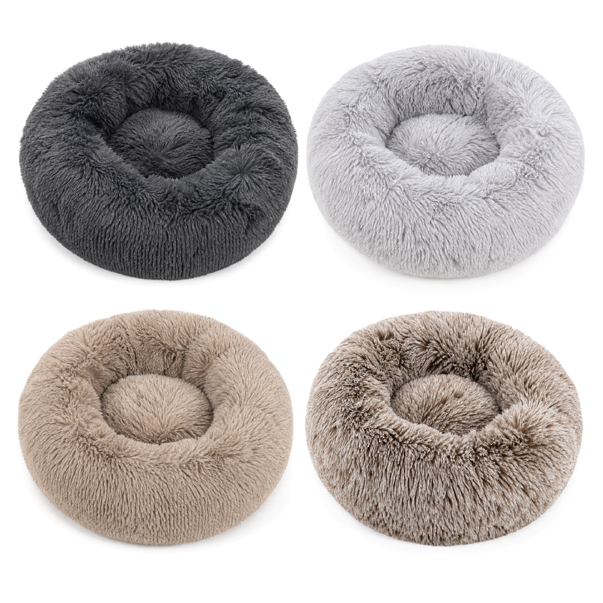 FurHaven Calming Cuddler Donut Pet Bed, Small, Mist Gray photo 8