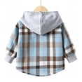 thumbnail image 5 of WQNVRNR Toddler Boys Hooded Shirt Jacket Plaid Print Long Sleeve Casual Button Down Lightweight Casual Outerwear Blue 2T, 5 of 5