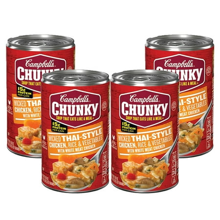 - (4 Pack) Campbell'sÃÂ Chunky Wicked Thai-Style Chicken with Rice & Vegetables Soup, 18.6 oz.