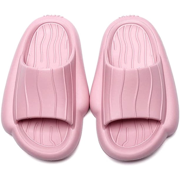 Pantuflas de verano para niñas, pantuflas antideslizantes para playa/piscina/ducha para niños pequeños, lindos toboganes para exteriores para niños pequeños, rosa oso de fresa Electrónica