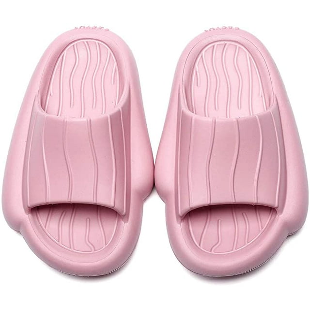 Pantuflas de verano para niñas, pantuflas antideslizantes para playa/piscina/ducha para niños pequeños, lindos toboganes para exteriores para niños pequeños, rosa oso de fresa Electrónica
