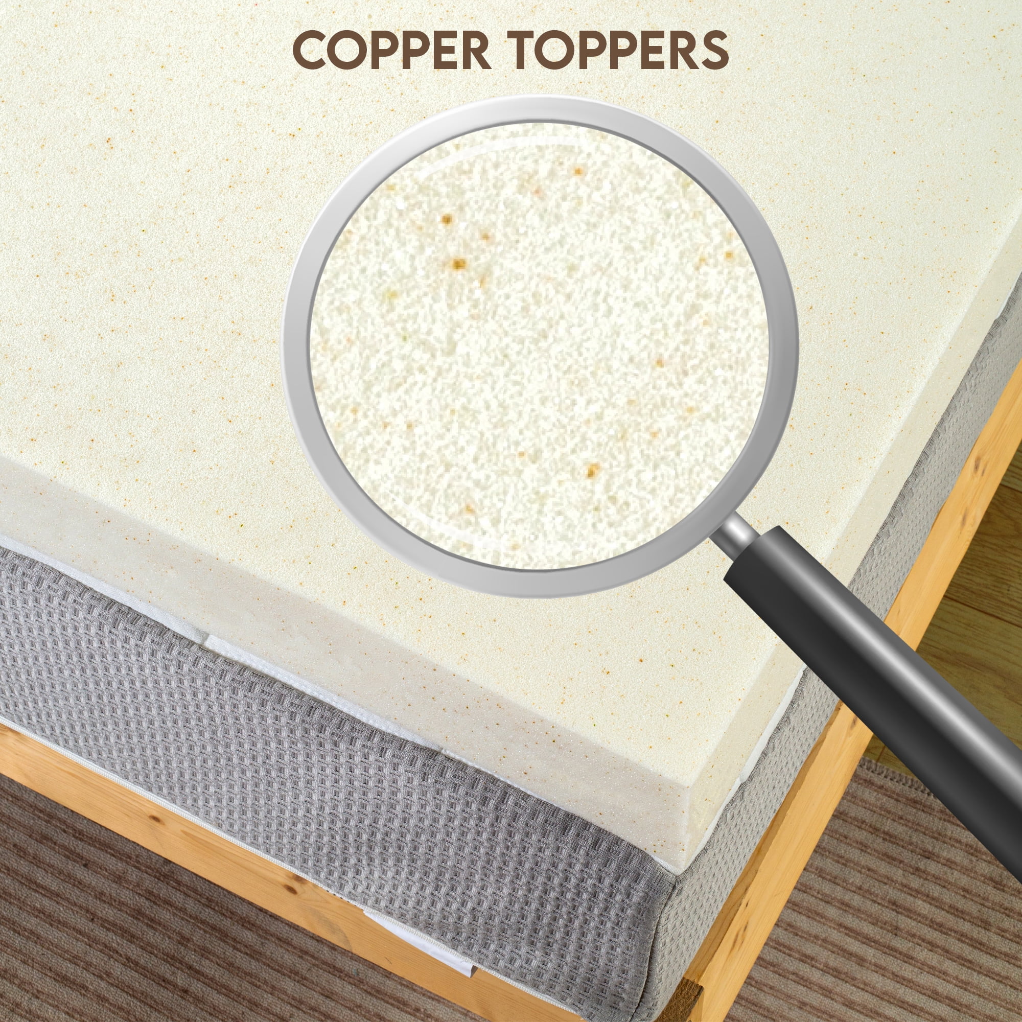 Continental Sleep, 1" Memory Foam Mattress Topper, Full-Copper-Infused