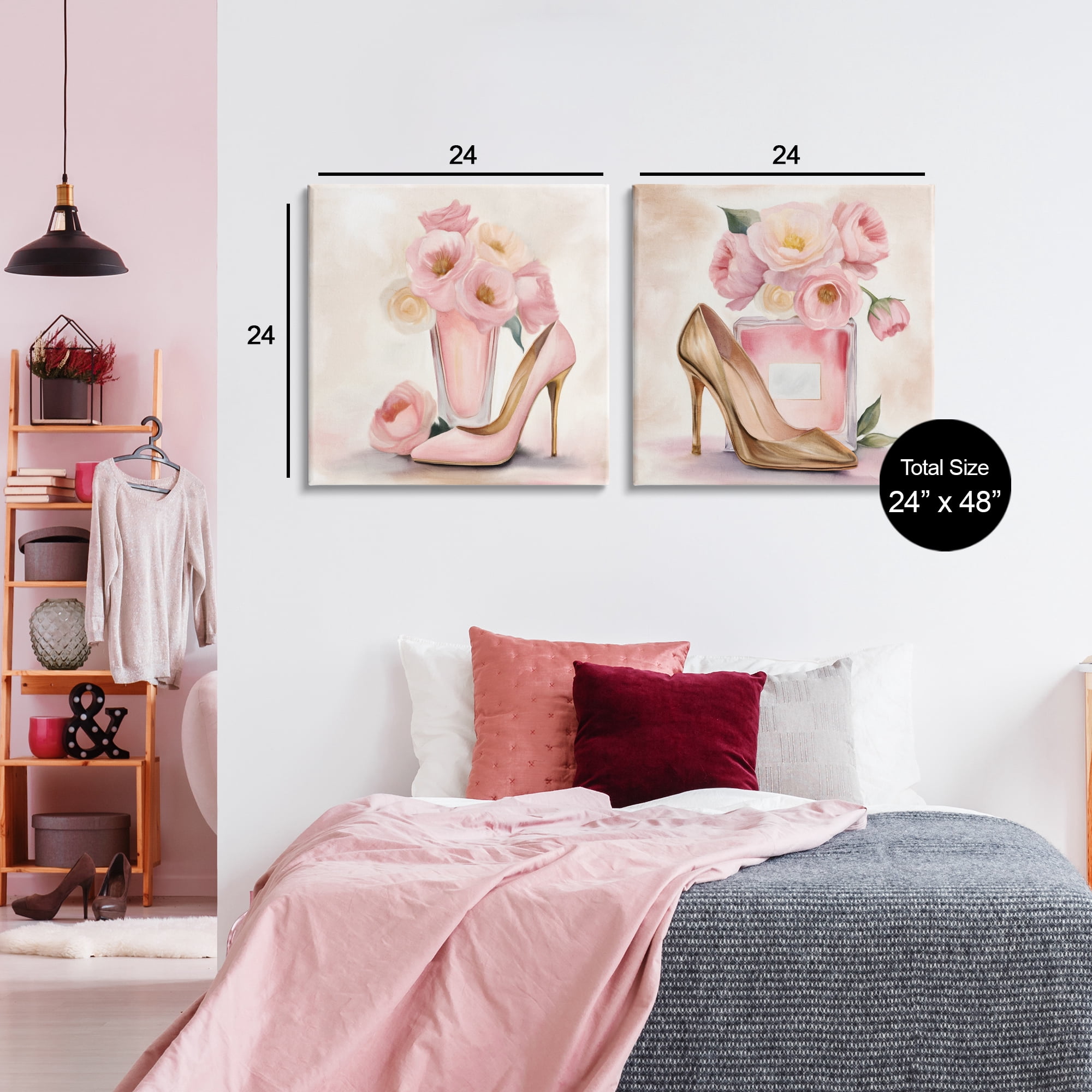 Stupell Industries Blush Pink Beauty 2 Piece Canvas Wall Art Set, design by Kim Allen
