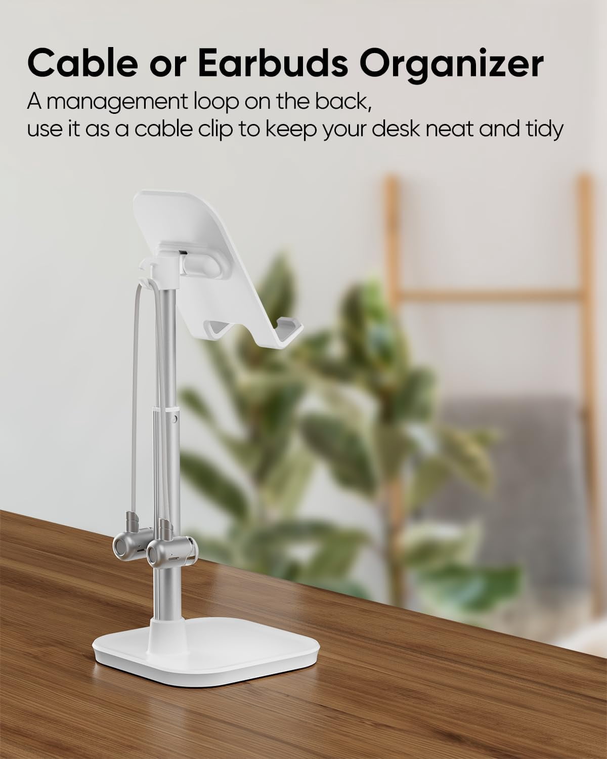 Cell Phone Stand, Adjustable Height Phone Stand for Desk, Eye Level Desktop Phone Holder Compatible with iPhone, Pro Max, Samsung, and All Mobile Phones up to 10''
