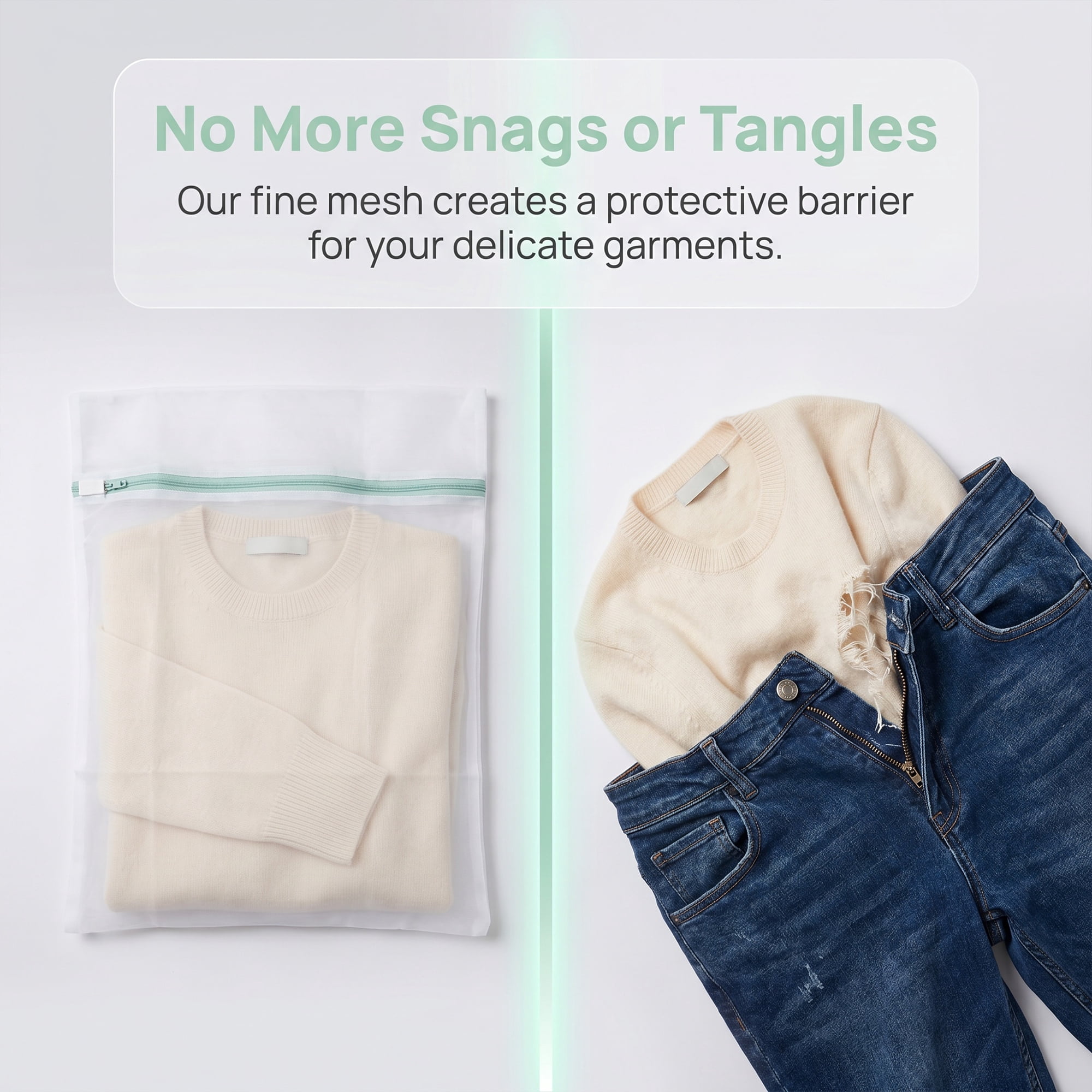 Unique Bargains 3Pcs Durable Mesh Laundry Bags with Zipper Closure White A