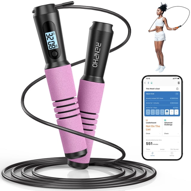 Jump Rope RENPHO Smart Jump Rope con contador rosa